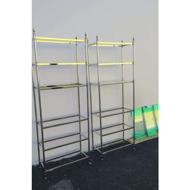 Metal Boeing Company Chrome Metal and Glass Display Shelving Etageres a Pair 9639 For Sale - Image 7 of 12