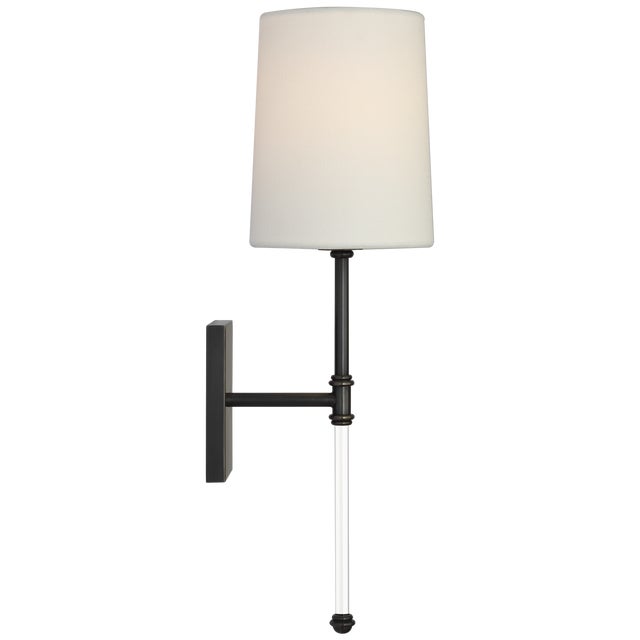 Suzanne Kasler for Visual Comfort Signature Camille 16" Sconce in Bronze with Linen Shade For Sale - Image 10 of 15