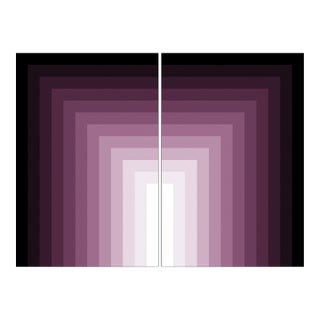 2026, Symmetrical Composition, Abstract Geometric Diptych, Violet Getaway, Gradient Color Fields, Limited Edition Giclée on Paper For Sale