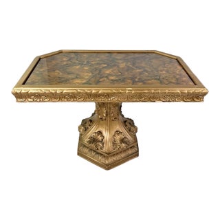 1970s Hollywood Regency Gilded Table With Pedestal Base For Sale
