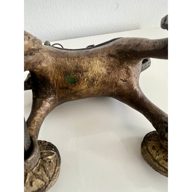 Antique Cast Metal Temple Toy , Early 20th Century Horse & Carriage Sculpture For Sale - Image 16 of 17