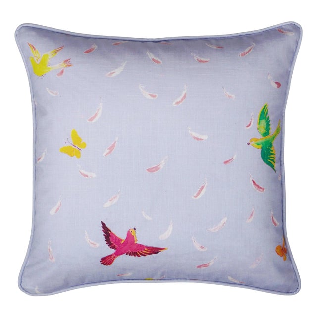 Paule Marrot Feathers Pillow Cover in Grey For Sale