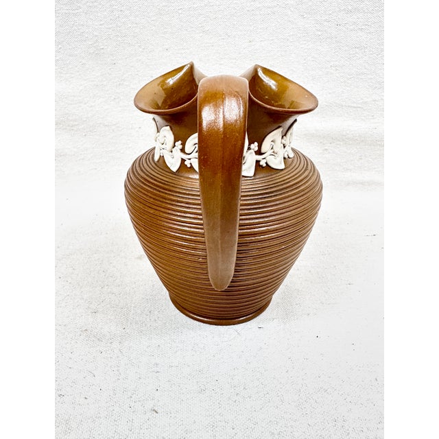 Late 19th Century French Brown Stoneware Bistro Pitcher With Relief Label For Sale In New Orleans - Image 6 of 10