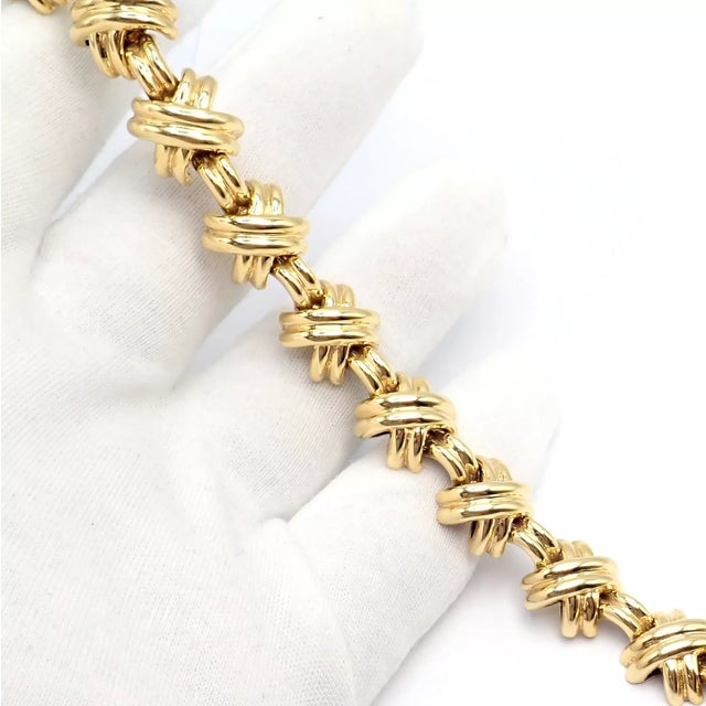 Metal Vintage Tiffany & Co. 18k Yellow Gold Large X Classic Signature Necklace For Sale - Image 7 of 9