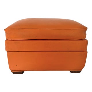 Vintage Orange Vinyl Storage Ottoman, Rectangular For Sale