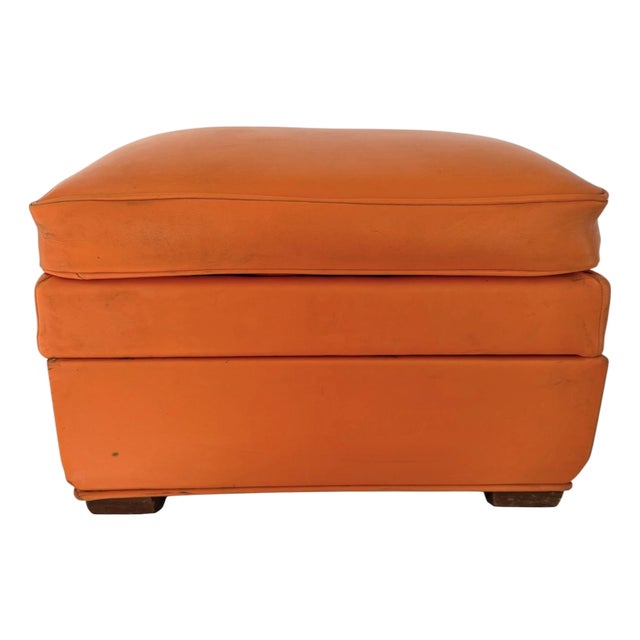 Vintage Orange Vinyl Storage Ottoman, Rectangular For Sale