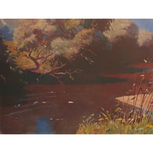 Autumn Painting Leslandscape Oil Painting by Artist Gerasimova 1981 For Sale - Image 4 of 6