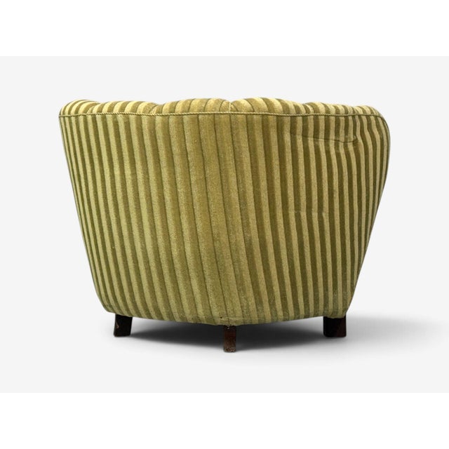 Danish Cabinetmaker, Banana Lounge Chairs, Beech, Velour, Denmark, 1940s For Sale - Image 11 of 11