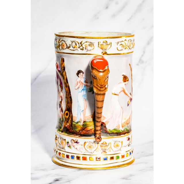 Large Antique Neoclassical Italian Capodimonte Hand Painted Porcelain Mug Home Decor For Sale - Image 9 of 17