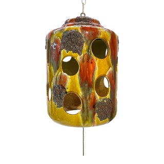 1960s Mid-Century Maurice Chalvignac Lava Glaze Swag Lamp For Sale