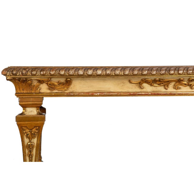 White Antique Louis XIV Style Polychromed Rectangular Dining Center Table Ca. 1900 For Sale - Image 8 of 12