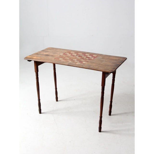Antique Folding Checkerboard Table With Halsam Checkers For Sale - Image 9 of 17