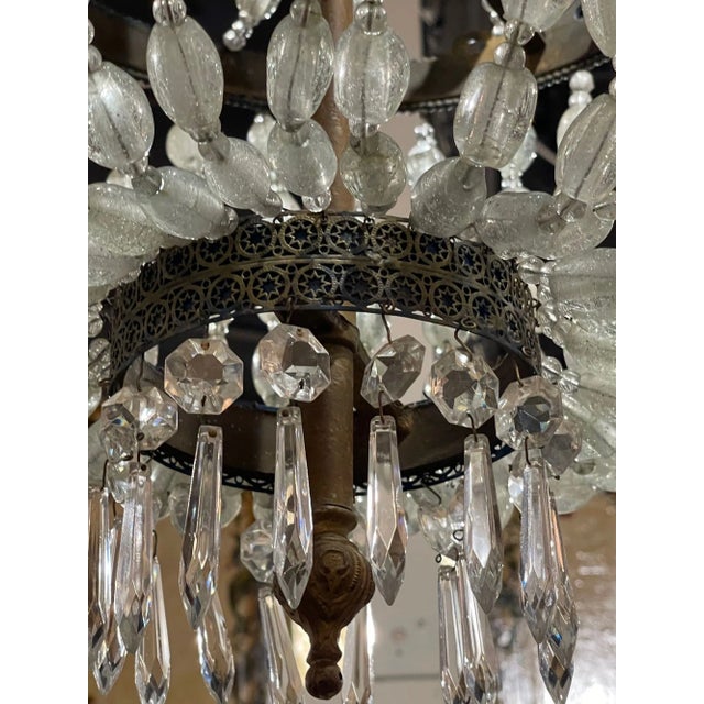 Glass Italian Rock Crystal Chandelier For Sale - Image 7 of 9