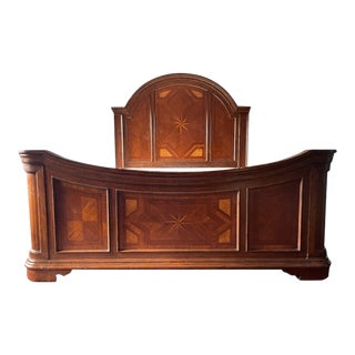 1930s Style Beautiful Traditional Cal King Bed With Wood Inlay Details For Sale