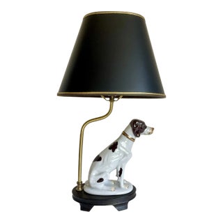 Staffordshire Style Porcelain Figurative Pointer Dog Table Lamp For Sale