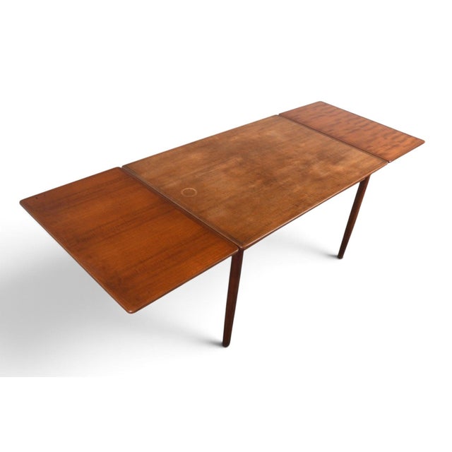 Wood Danish Modern Draw Leaf Teak Dining Table For Sale - Image 7 of 10