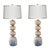 This elegant pair of modern Murano table lamps features beautifully proportioned, mouth-blown glass forms in a soft pale...