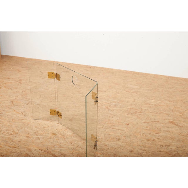 Fire Screen with Three-Part Glass Fire Guard with Gilded Brass Hinges, 1940s For Sale - Image 9 of 17