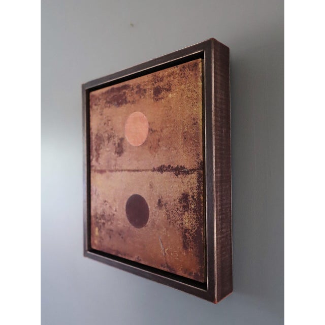 2020s Contemporary 'Geometric Collage in Raw Sienna' Original Modern Mixed Media Mini Painting by British Artist Dave Boyd, Framed For Sale - Image 5 of 10