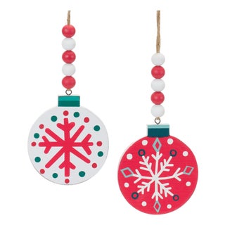Wood Beaded Snowflake Ornament (Set of 12) For Sale