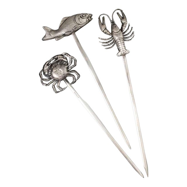 Seafood Decorative Skewers, Set of 3 For Sale