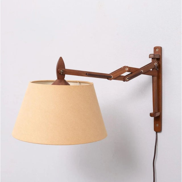 Wood Teak Scissor Wall Lamp, the Netherlands, 1960s For Sale - Image 7 of 11
