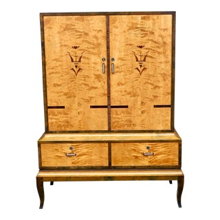 1920s Swedish Art Deco Inlaid Armoire For Sale