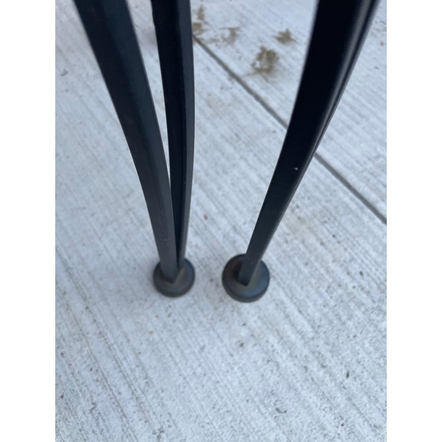 Metal Vintage Wrought Iron Patio Garden Set 6 Chairs 54" Oval Table Minimalist For Sale - Image 7 of 17