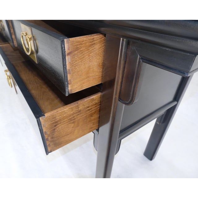 Black Lacquer Asian Inspired Horse Shoe Handles 5 Drawers Rolled Edges Sideboard For Sale - Image 16 of 18
