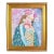 Lady W/ Colorful Floral Flower Headdress & Baby Portrait Painting W/ Antiqued Gold Wood Frame For Sale