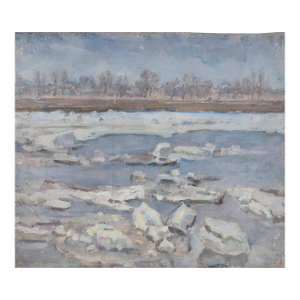 1970s Original Impressionist Winter Landscape Oil Painting, Ukrainian Art 32-37