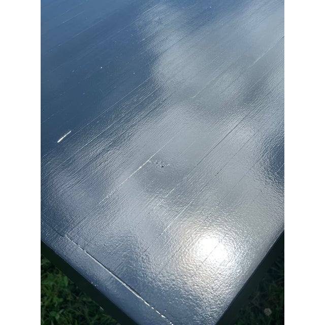 Rustic Black Lacquer Banquet Dining Table or Conference Table or Communal Table Solid Wood Rustic Chic For Sale - Image 3 of 12