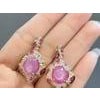 Bochic "Orient" Vintage Pink Ruby & Blue Topaz Earrings - 18K Gold & Silver For Sale - Image 16 of 18