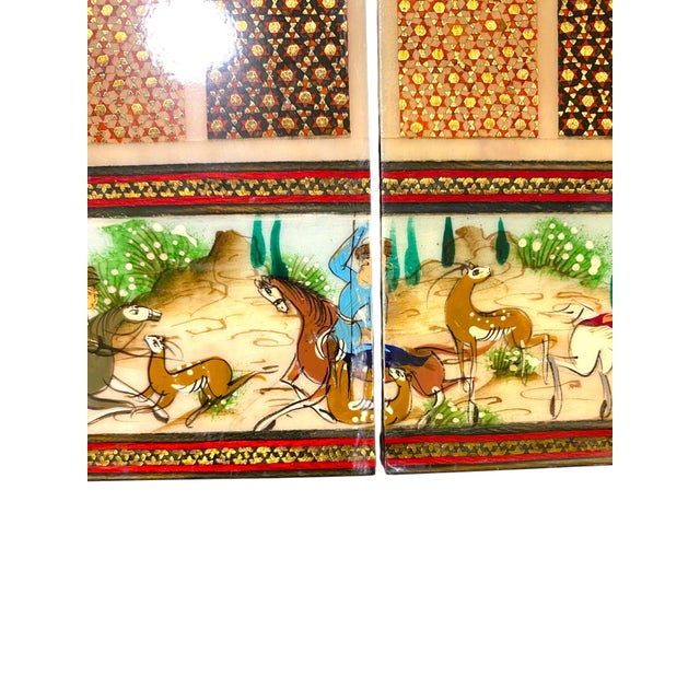 Persian Khatam Chess Board With Micro-Mosaic and Handpainted Decoration and Backgammon Board For Sale - Image 12 of 18