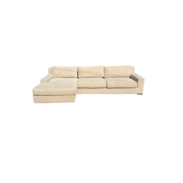 Rh Modena Track Arm 2-Piece Sofa-Chaise Sectional – Performance Linen Weave in Sand For Sale In Columbus - Image 6 of 8