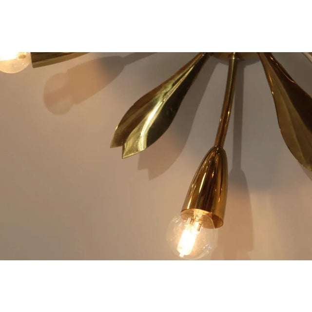 Metal Mid-Century Brass Sputnik Ceiling Light, 1950s For Sale - Image 7 of 12