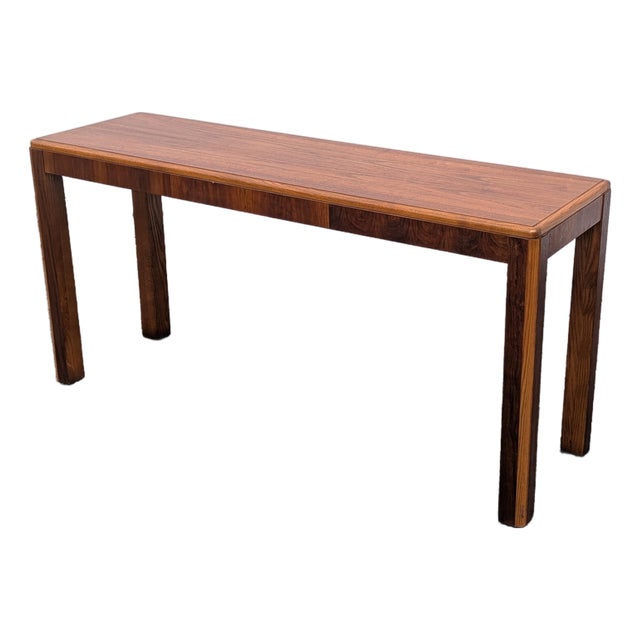 Mid Century Wall Console Walnut Table by Lane For Sale