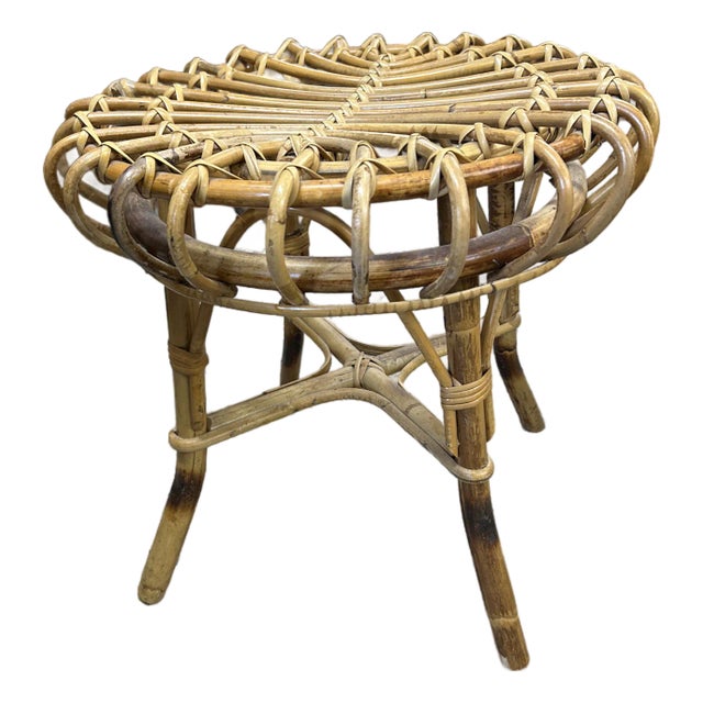 Bent Bamboo & Rattan Mid Century Modern Stool by Franco Albini For Sale