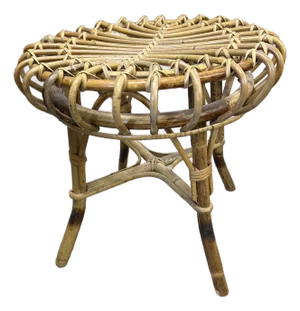 Bent Bamboo & Rattan Mid Century Modern Stool by Franco Albini