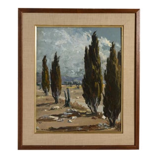 French Oil on Canvas Southern Light Over the Provencal Field by Ely Laumonier For Sale