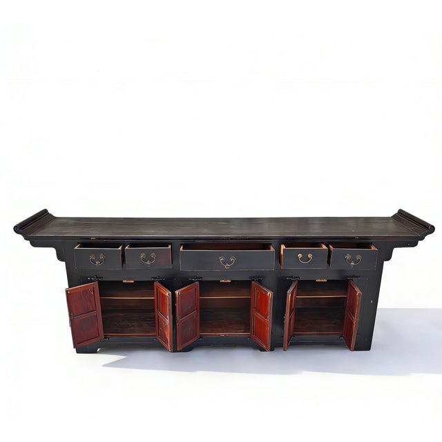Late 18th Century 9' Feet Long Antique Chinese Elm Sideboard From Shanxi, Circa 1786 For Sale - Image 5 of 5
