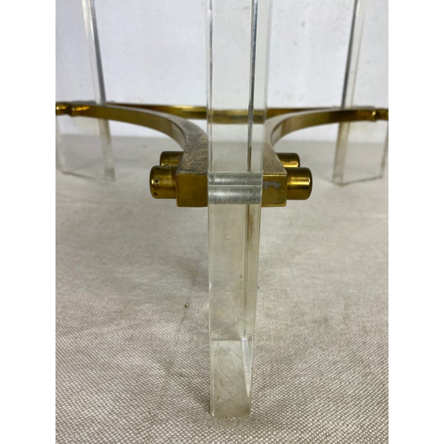 Mid-Century Modern Mid Century Vintage Brass and Lucite Side Table For Sale - Image 3 of 11