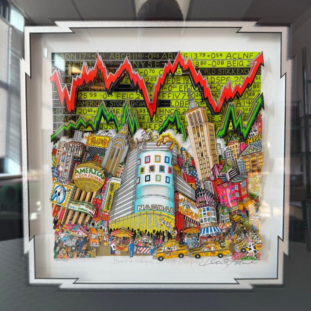 A fantastic vintage deluxe limited edition original 3D artwork in shadow box frame by Charles Fazzino, titled Bears-A-...