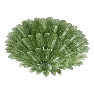 Venetian Green Leaves Graniglia Murano Glass Flush Mount by Simoeng for Simoeng For Sale