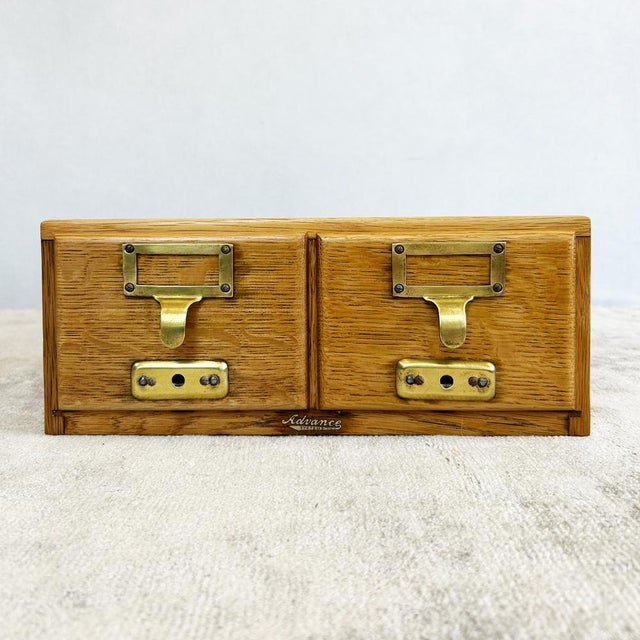 Oak Index Card Cabinet with Drawers, 1930s For Sale - Image 10 of 10