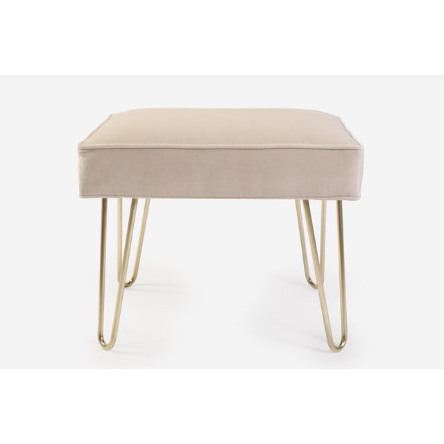 Not Yet Made - Made To Order Montage Ottomans on Brass Hairpin Legs - A Pair For Sale - Image 5 of 9