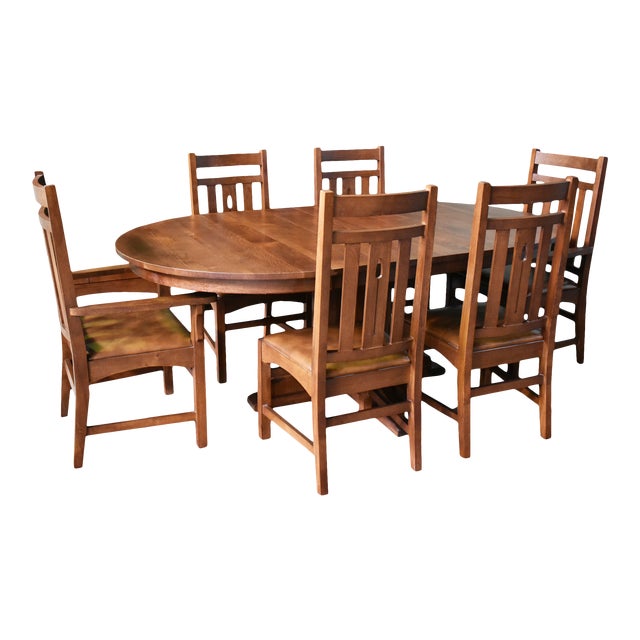 Crafters And Weavers 2 Leaf Round Dining Table Set W 6 Chairs Golden Brown 7 Pieces Chairish