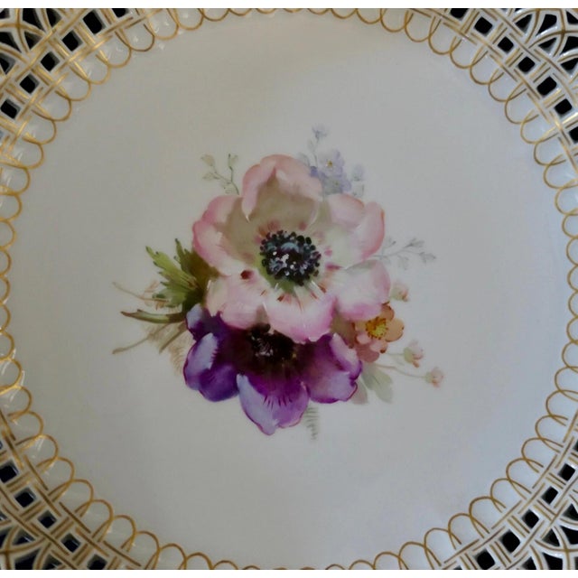 Ceramic Early 20th Century KPM Compote with Hand Painted Floral Center For Sale - Image 7 of 11
