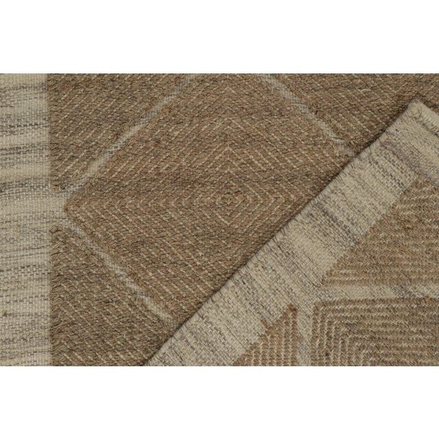Textile Rug & Kilim’s Scandinavian Kilim style Hemp rug in Beige-Brown Diamond Patterns - 12x15 For Sale - Image 7 of 7