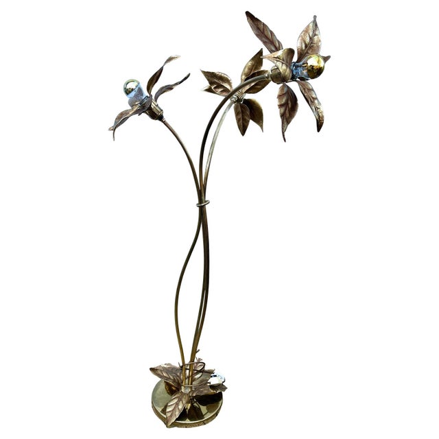 Metal Hollywood Regency Floor Lamp by Willy Daro for Massive, Belgium, 1970s For Sale - Image 7 of 11